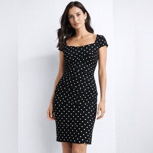 WHBM Black & White Polka Dot Fitted Dress